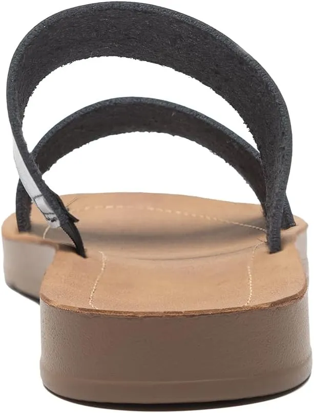Women Casual Open Toe Two Bands with Elastic Fashion Slide Flat Sandal