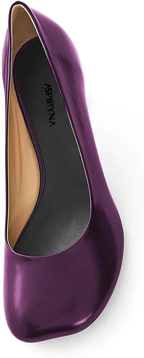 Women Closed Square Toe Classic Pumps Slip On Wedge Mid Heels Comfy Party Club Daily Office Shoes Size 4-16 US
