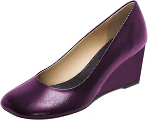 Women Closed Square Toe Classic Pumps Slip On Wedge Mid Heels Comfy Party Club Daily Office Shoes Size 4-16 US
