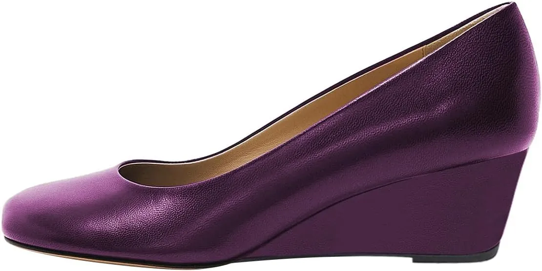 Women Closed Square Toe Classic Pumps Slip On Wedge Mid Heels Comfy Party Club Daily Office Shoes Size 4-16 US