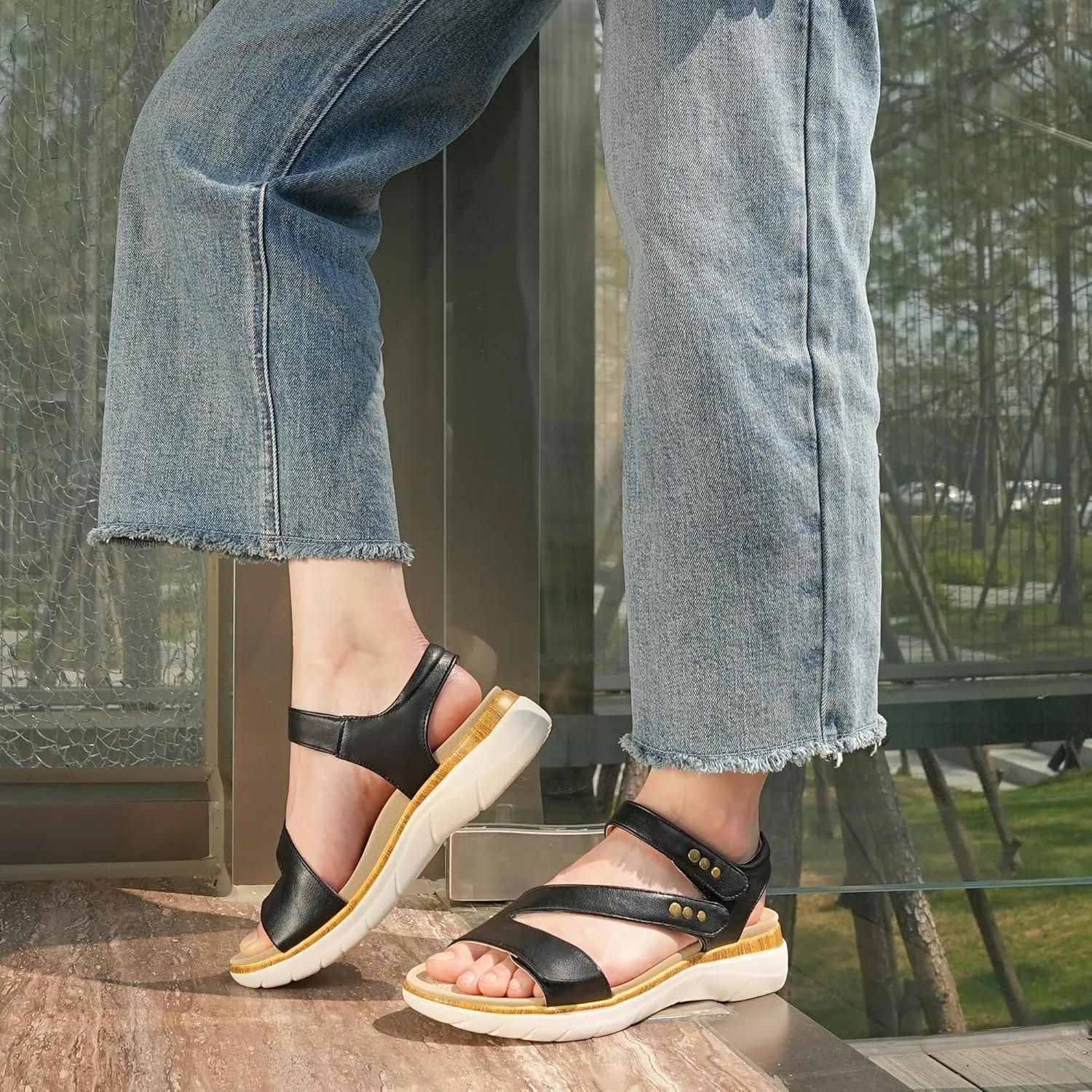 Women Comfortable Arch Support Sandals Cushioned Walking Sandals