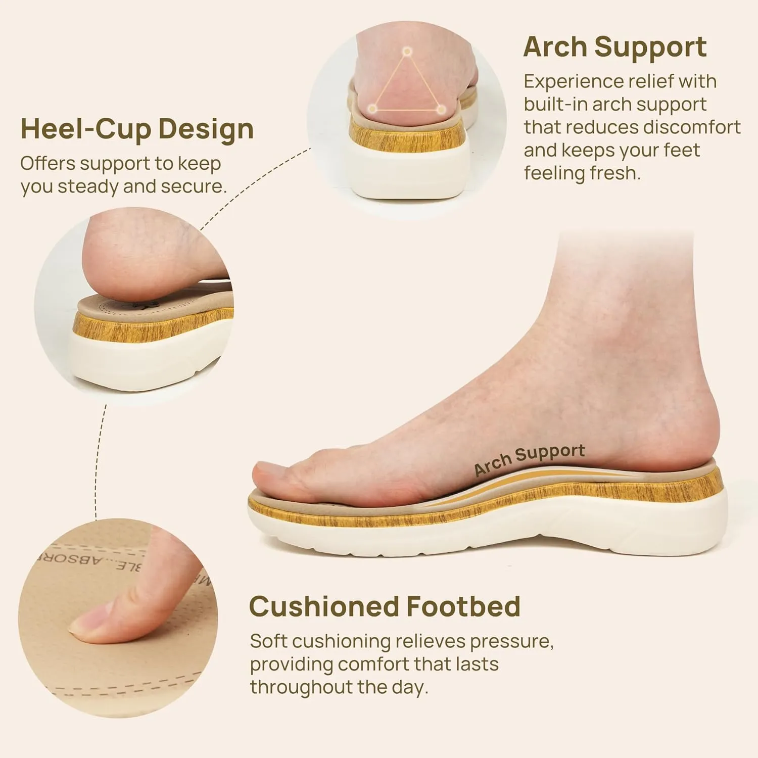 Women Comfortable Arch Support Sandals Cushioned Walking Sandals