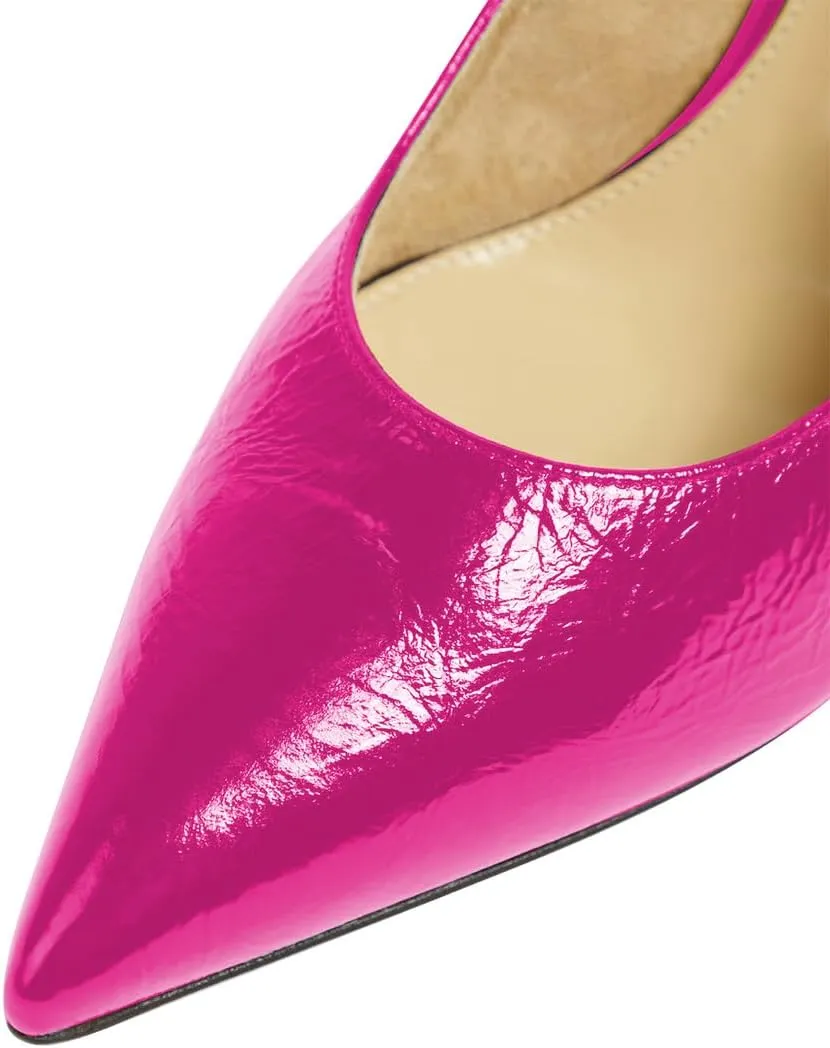 Women Graceful Mid Heel Slip on Slingback Pumps Adjustable Backstrap Buckle Pointed Toe Office Party Dress Shoes Size 4-16 US