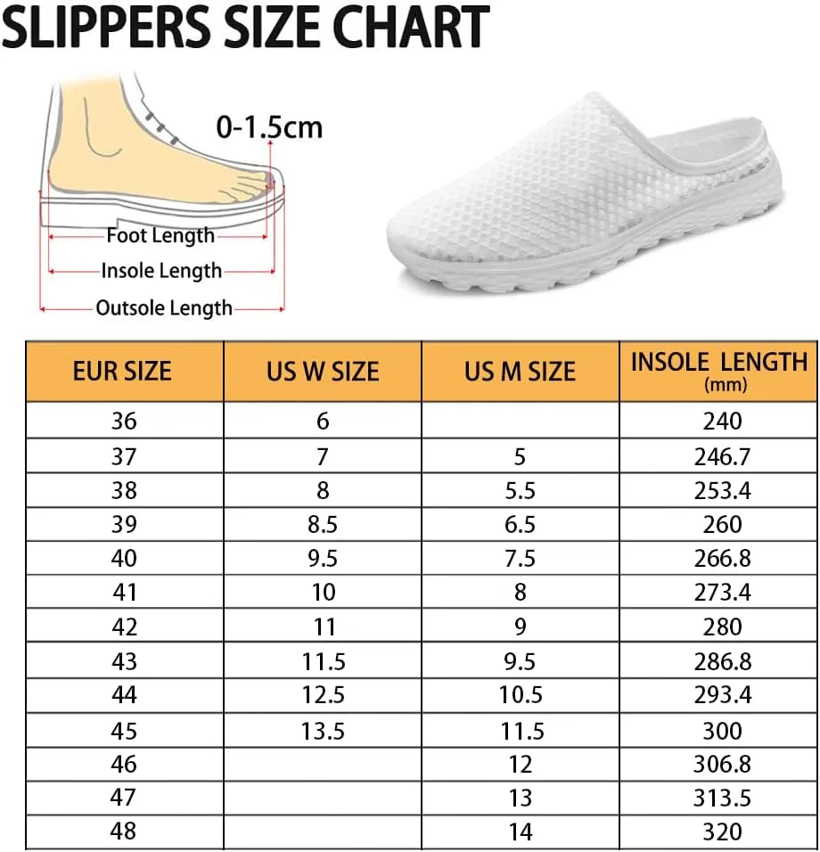 Women Half Slippers Breathable Lightweight Mesh Loafers Elastic Shock Absorption Flats Shoe Size 6-13.5 White Sole