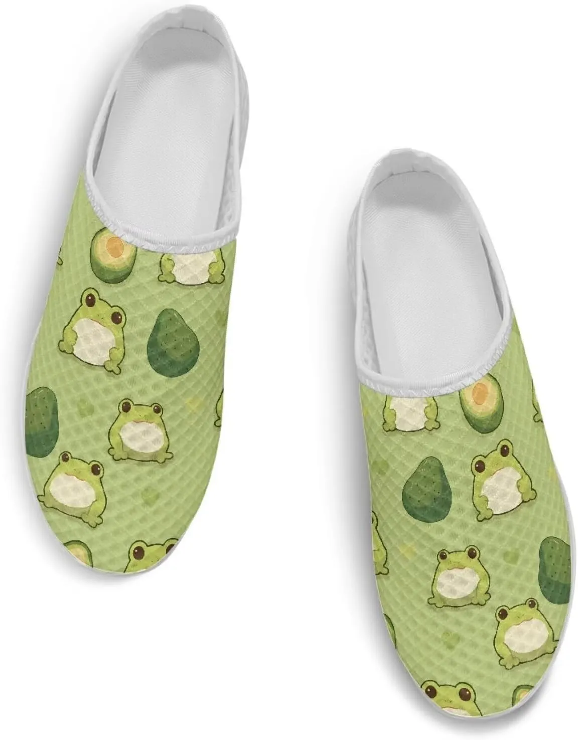 Women Half Slippers Breathable Lightweight Mesh Loafers Elastic Shock Absorption Flats Shoe Size 6-13.5 White Sole