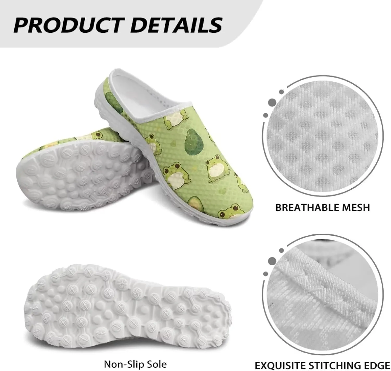Women Half Slippers Breathable Lightweight Mesh Loafers Elastic Shock Absorption Flats Shoe Size 6-13.5 White Sole