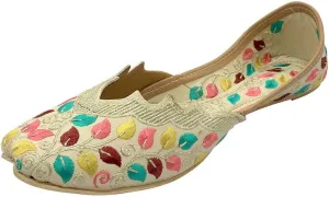 Women Indian Punjabi Jutti Traditional Mojari Fulkari Wedding Shoes Ethnic Flat Handmade Juti