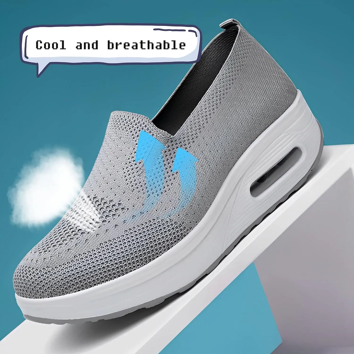 Women Orthopedic Sneakers Mesh Platform Wedge Sneakers Slip On Breathable Lightweight Fashion Sneakers Loafers Walking Shoes