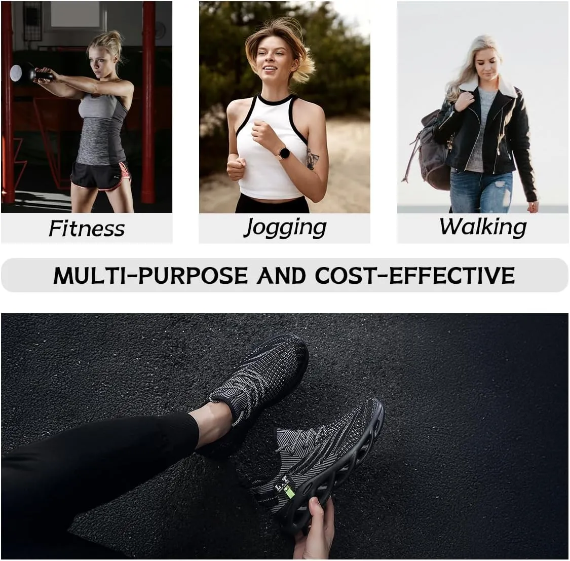 Women Running Shoes Slip On Sneakers Breathable Non-Slip Cushioned Sports Shoes for All-Day Comfort Walking Fitness Jogging with Lightweight EVA Elastic Sole