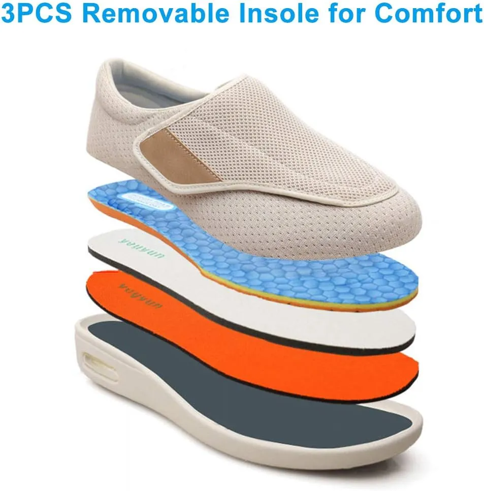 Women's Adjustable Diabetic Shoes Pain Relief Easy to Slip On Wide Widths Slippers Orthopedic with Removable Memory Foam Insoles Lightweight for Seniors Swollen Feet