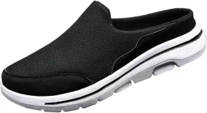 Womens Backless Sneakers Mesh Slip-on Mule Shoes Womens Running Shoes Wide Dress Casual Shoes Fashion Sneakers Waterproof Tennis Shoe Cross Trainer Shoe
