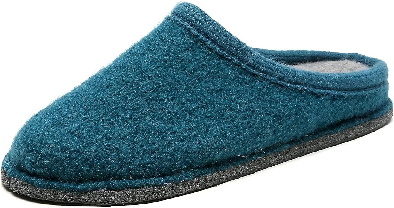 Women's Boiled Wool House Slippers Breathable Sweat Free Clog Slip on Mule Indoor/Outdoor Slipper