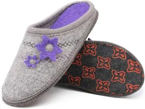 Women's Boiled Wool House Slippers Breathable Sweat Free Clog Slip on Mule Indoor/Outdoor Slipper