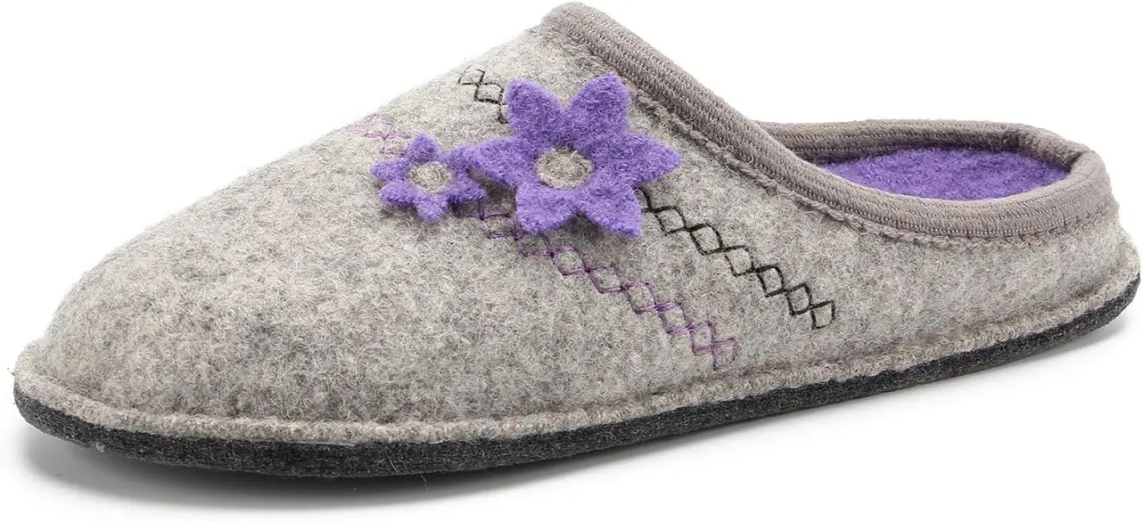 Women's Boiled Wool House Slippers Breathable Sweat Free Clog Slip on Mule Indoor/Outdoor Slipper