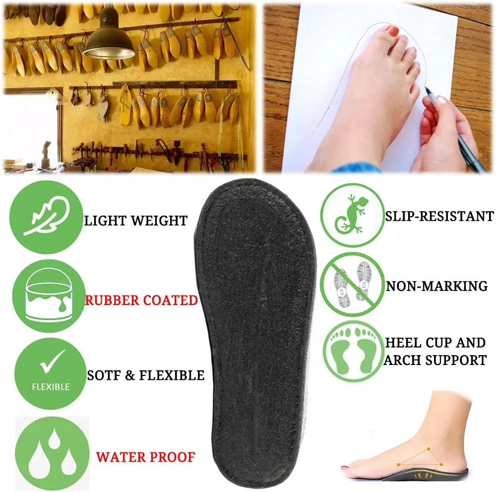 Women's Boiled Wool House Slippers Breathable Sweat Free Clog Slip on Mule Indoor/Outdoor Slipper