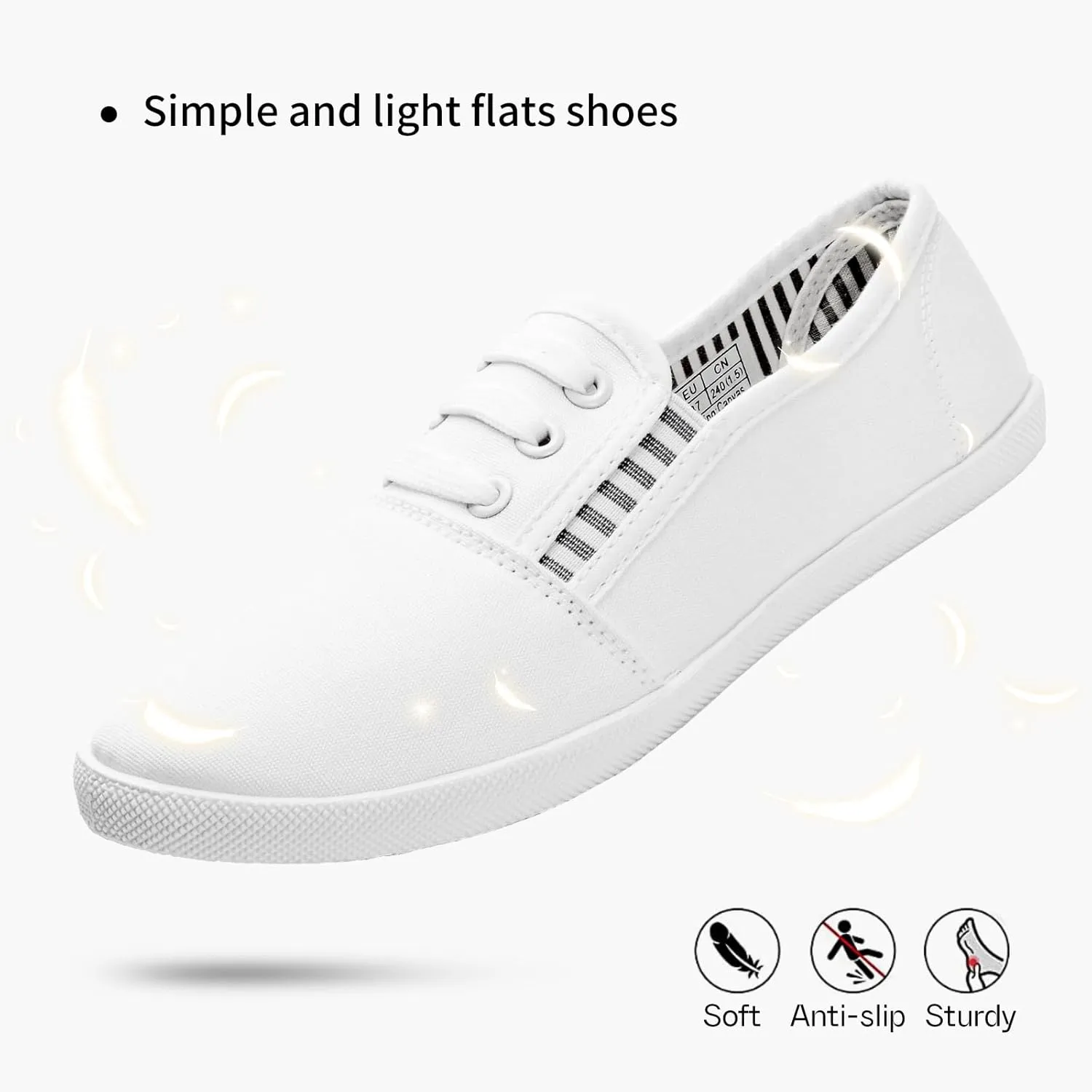 Women's Canvas Slip on Sneakers Casual Slip on Walking Shoes Womens Tennis Shoes Flat Dress Shoes Non Slip Work Shoes