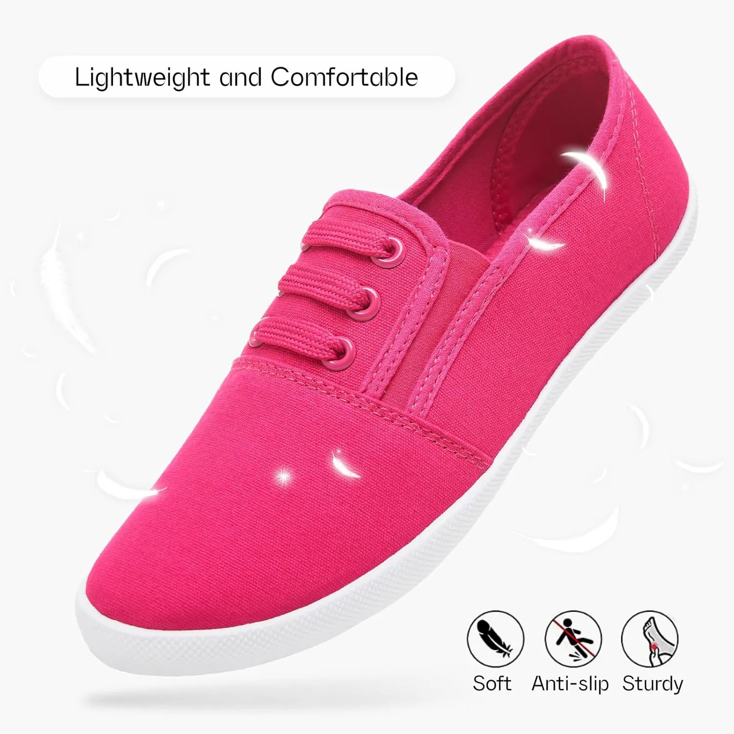 Women's Canvas Slip on Sneakers Casual Slip on Walking Shoes Womens Tennis Shoes Flat Dress Shoes Non Slip Work Shoes