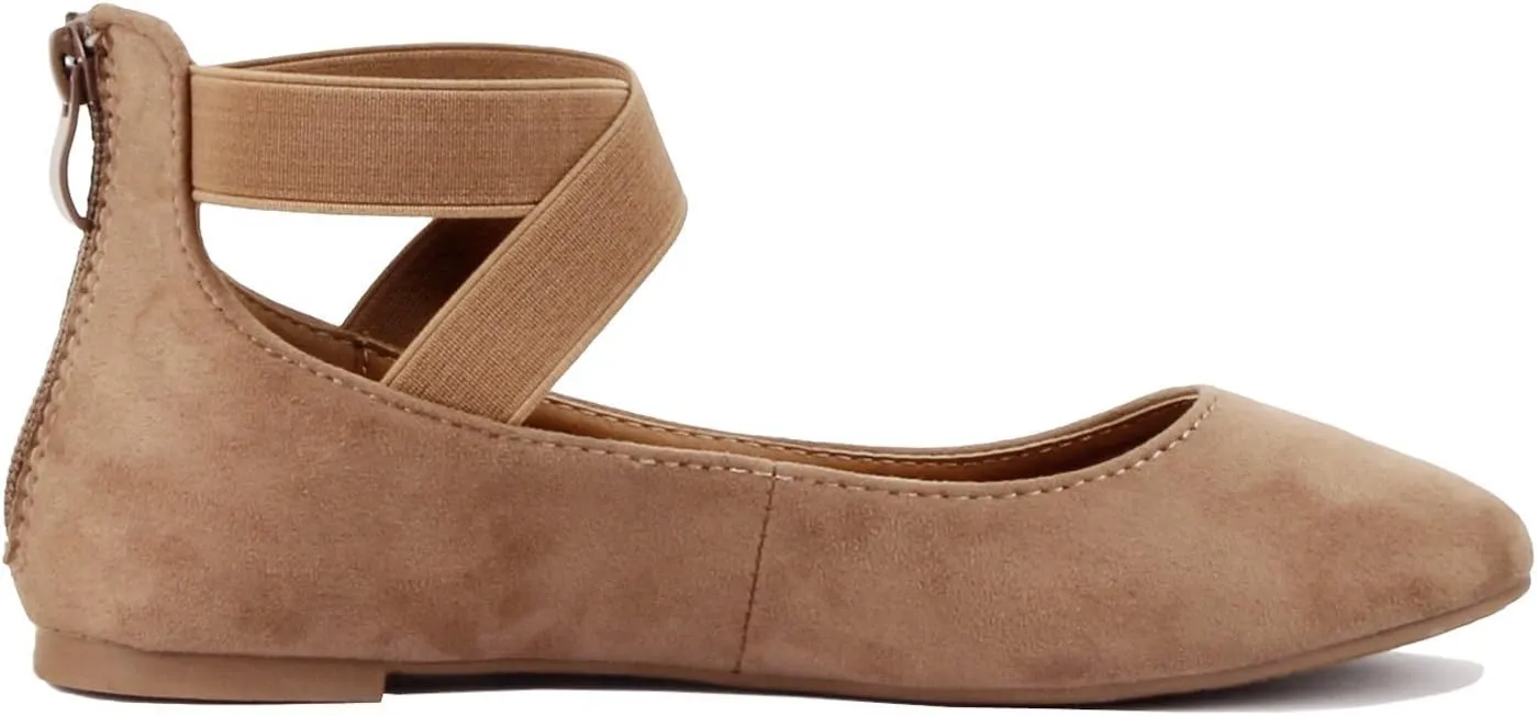 Women's Classic Ballerina Flats with Elastic Crossing Ankle Straps Ballet Flat Yoga Flat Shoes Slip On Loafers