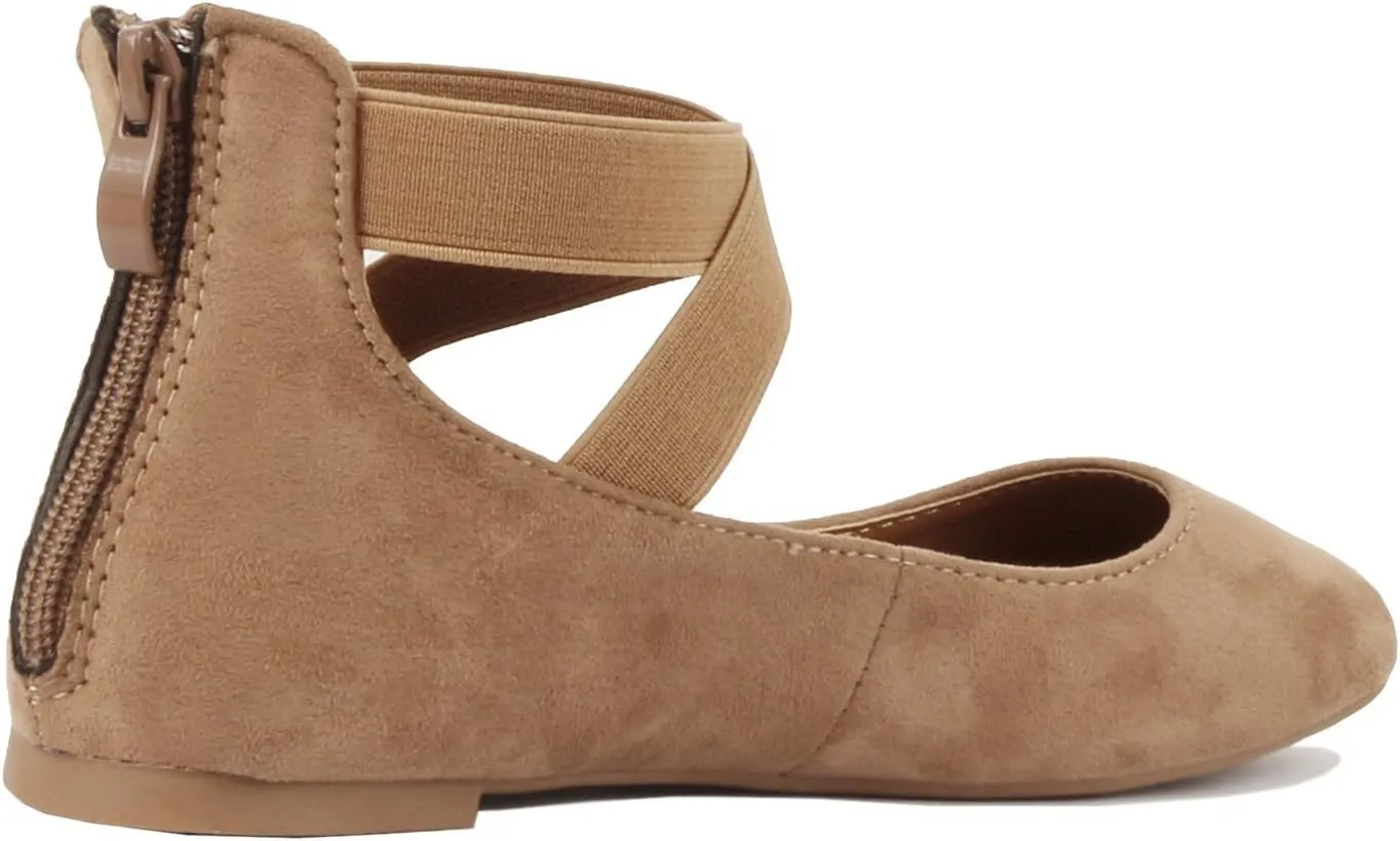 Women's Classic Ballerina Flats with Elastic Crossing Ankle Straps Ballet Flat Yoga Flat Shoes Slip On Loafers