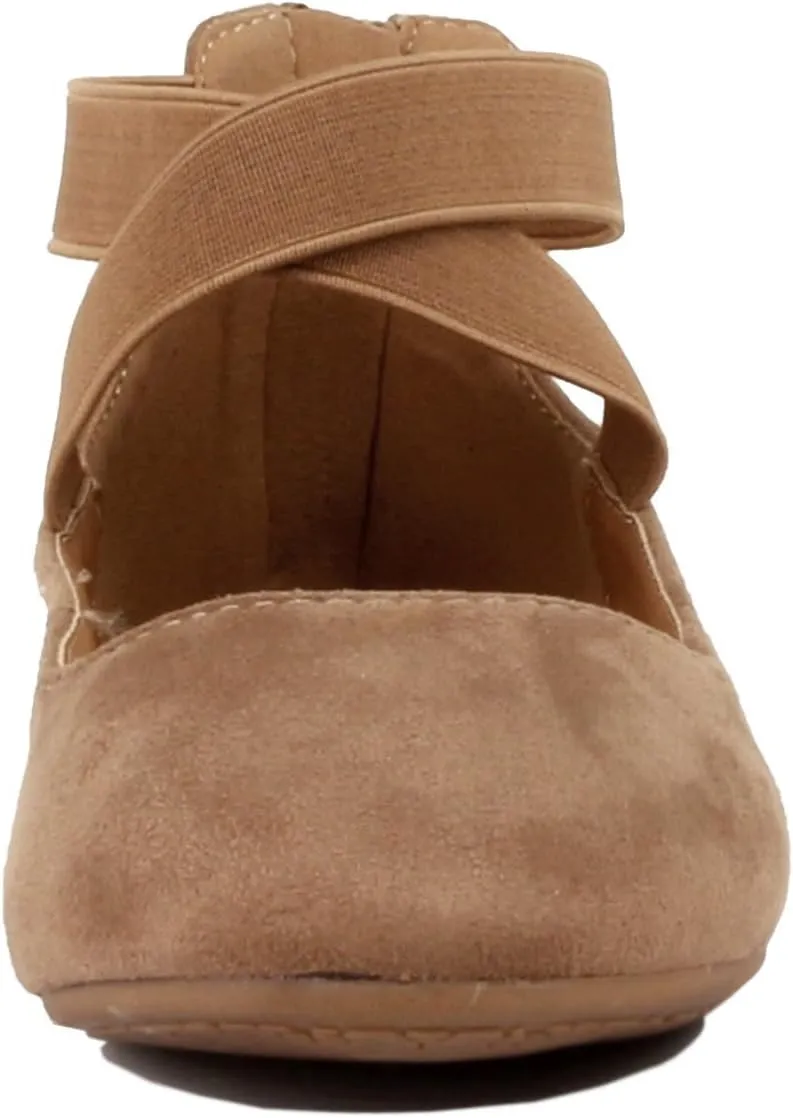 Women's Classic Ballerina Flats with Elastic Crossing Ankle Straps Ballet Flat Yoga Flat Shoes Slip On Loafers
