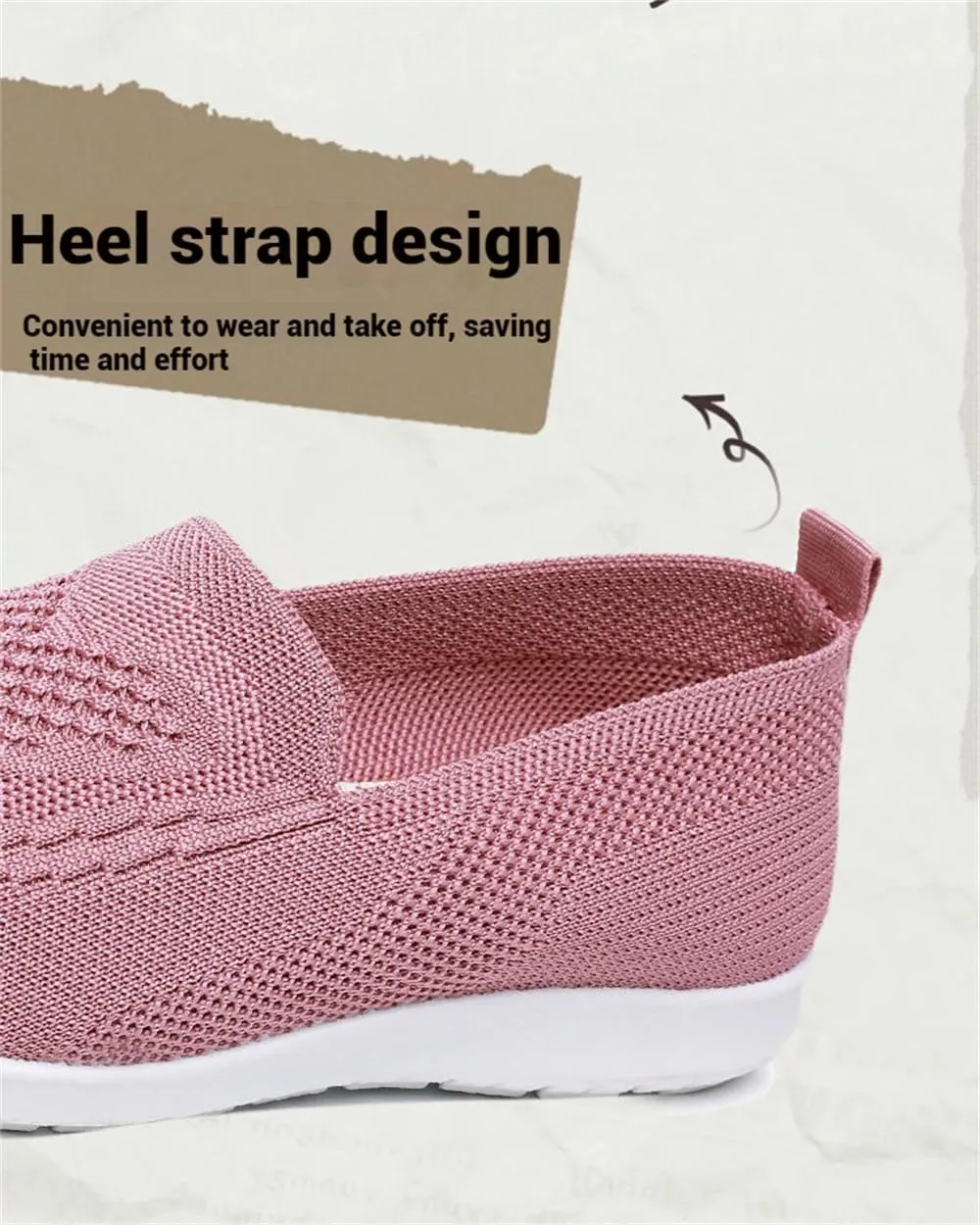 Women's Comfortable Breathable Knitted Sneakers, Low Top Walking Shoes, Non-Slip Shoes，Slip On Orthopedic Sneakers