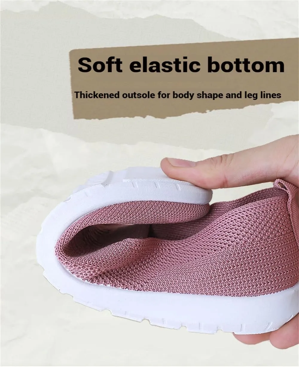 Women's Comfortable Breathable Knitted Sneakers, Low Top Walking Shoes, Non-Slip Shoes，Slip On Orthopedic Sneakers