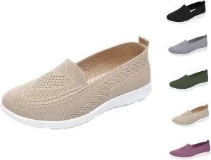 Women's Comfortable Breathable Knitted Sneakers, Low Top Walking Shoes, Non-Slip Shoes，Slip On Orthopedic Sneakers