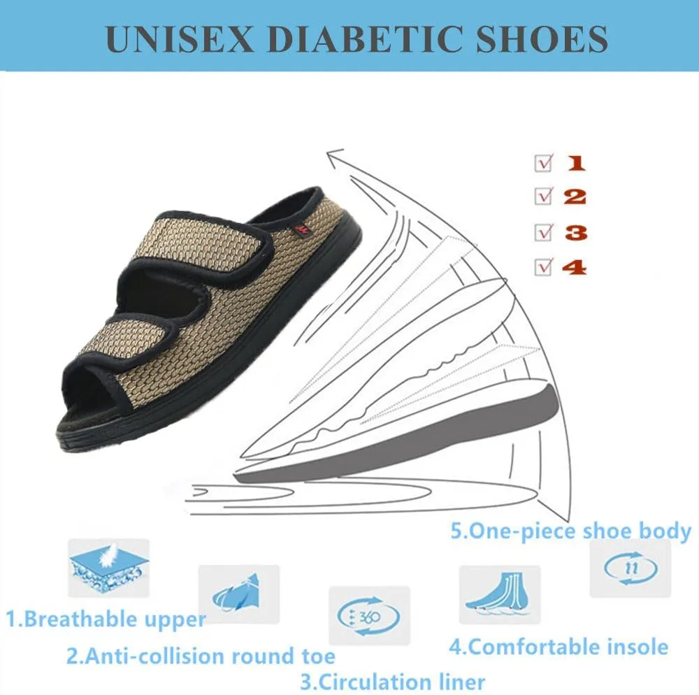 Women's Diabetic Shoes for Swollen Feet for Summer Freely Adjustable, Breathable, Cool, Soft Mesh Fabric Easy on and off
