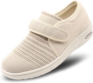 Womens Diabetic Walking Shoes Adjustable Outdoor Sneakers Recovery Easy On Off Strap Wide Width Slippers Comfort for Seniors Elderly Woman Swollen Feet, Edema, Foot Pain
