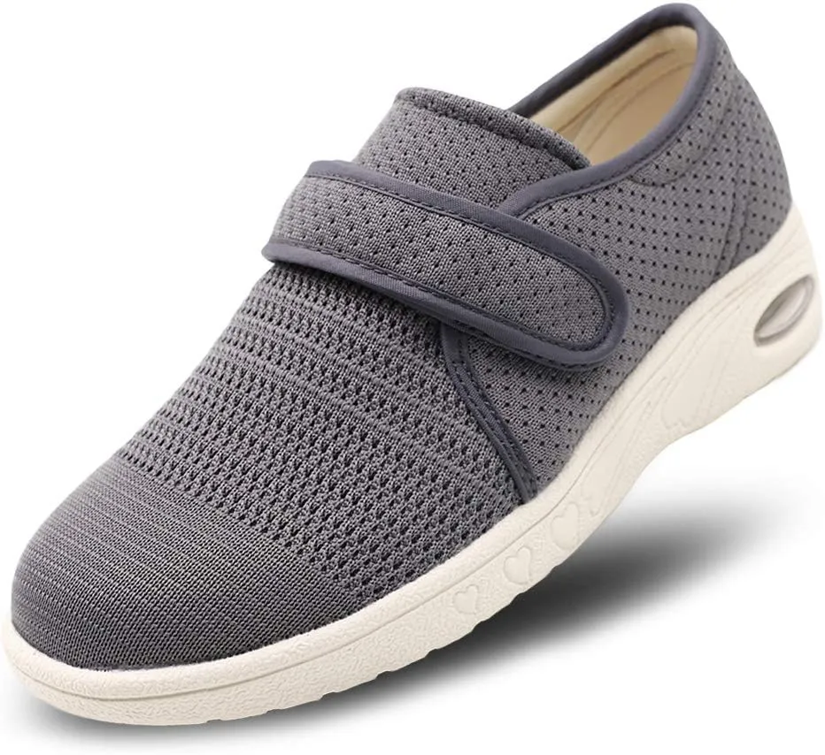 Womens Diabetic Walking Shoes Adjustable Outdoor Sneakers Recovery Easy On Off Strap Wide Width Slippers Comfort for Seniors Elderly Woman Swollen Feet, Edema, Foot Pain