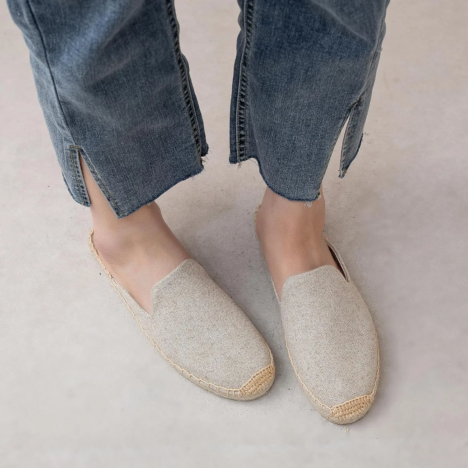 Womens Embroidery Espadrille Mules Flats - Fashion Flats Shoes Comfortable Mule Shoes Breathable Espadrilles Anti-Slip Slipper