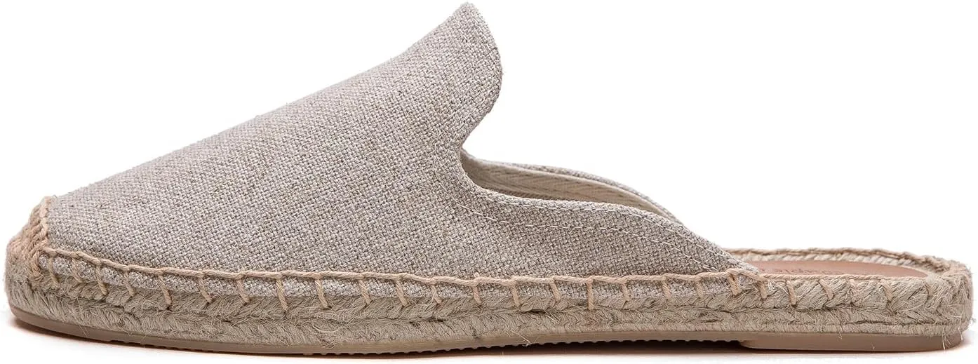 Womens Embroidery Espadrille Mules Flats - Fashion Flats Shoes Comfortable Mule Shoes Breathable Espadrilles Anti-Slip Slipper