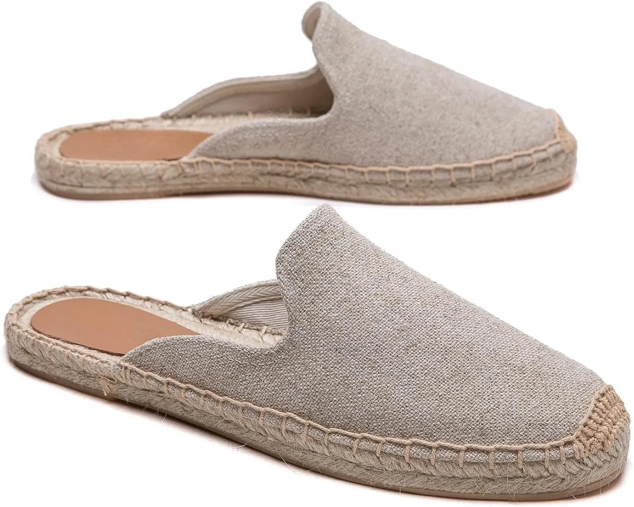 Womens Embroidery Espadrille Mules Flats - Fashion Flats Shoes Comfortable Mule Shoes Breathable Espadrilles Anti-Slip Slipper