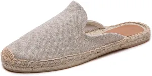 Womens Embroidery Espadrille Mules Flats - Fashion Flats Shoes Comfortable Mule Shoes Breathable Espadrilles Anti-Slip Slipper