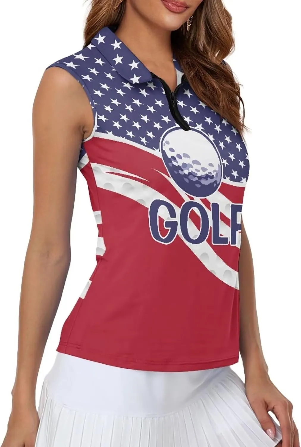Women's Golf Shirt Short Sleeve Tennis Shirt Quarter Zip Golf Pullover Golf Polo Shirts Argyle Summer Dry Fit Tops UPF50 