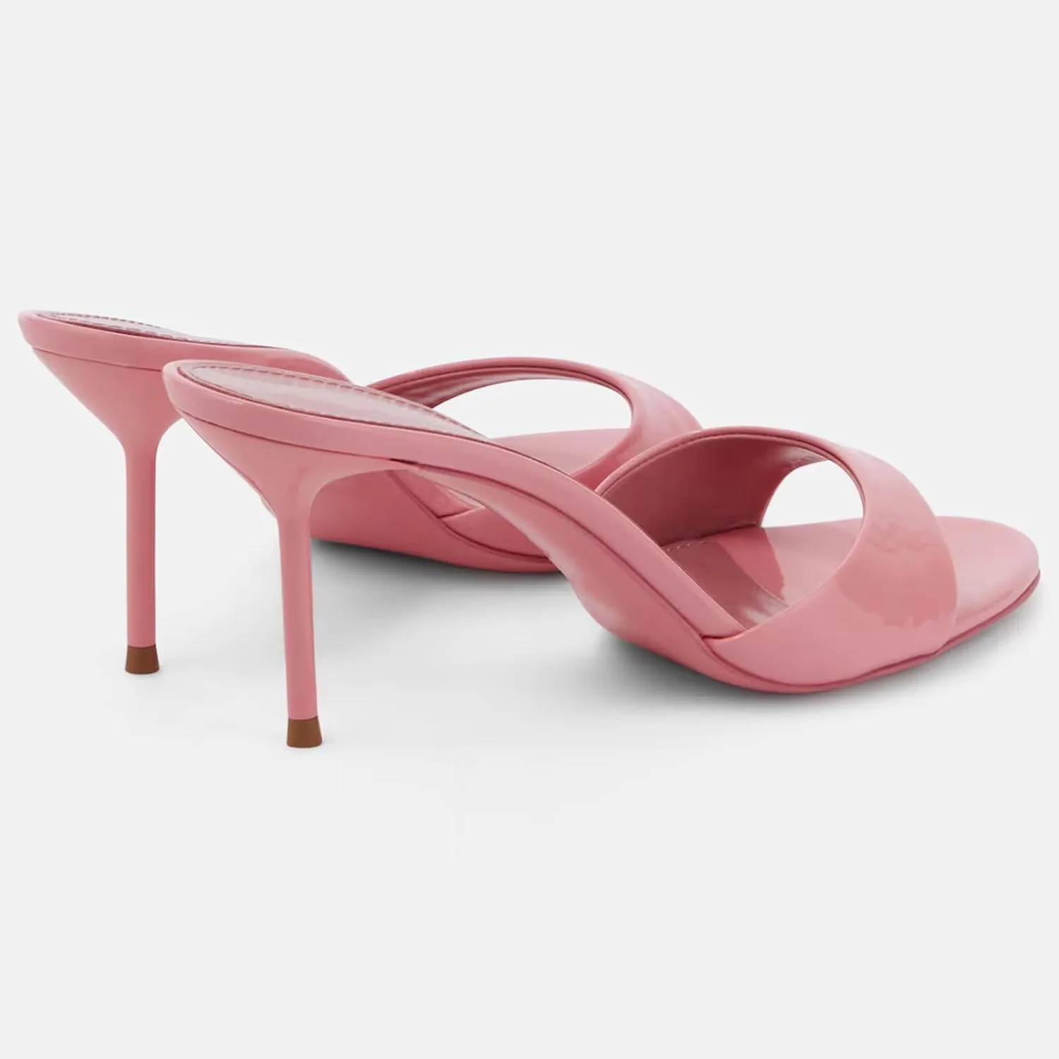 Womens Heeled Mules Round Peep Toe Stiletto High Heels Slip on Backless Summer Mules