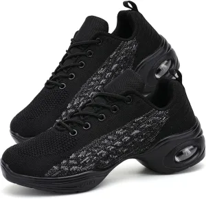 Women's Jazz Shoes Lace-up Sneakers Modern Dance Shoes Cushion Platform Walking Dance Shoes