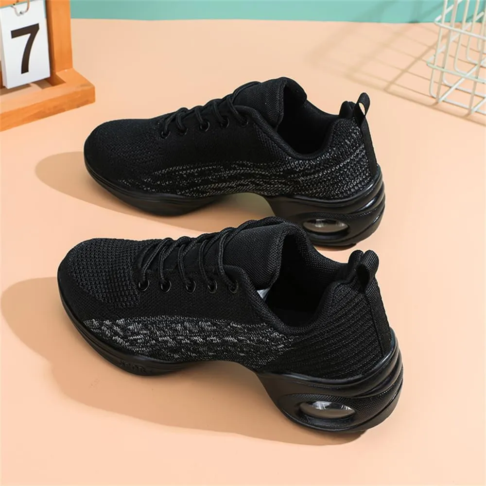 Women's Jazz Shoes Lace-up Sneakers Modern Dance Shoes Cushion Platform Walking Dance Shoes