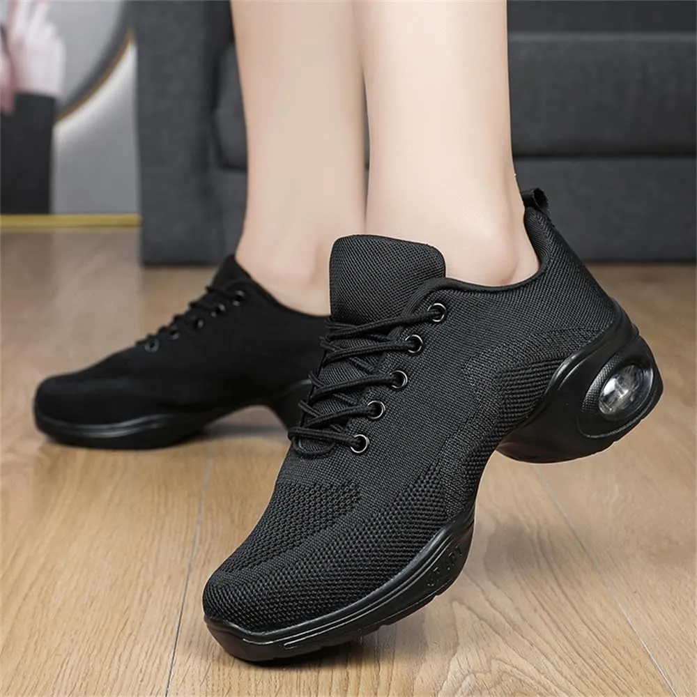 Women's Jazz Shoes Lace-up Sneakers Modern Dance Shoes Cushion Platform Walking Dance Shoes