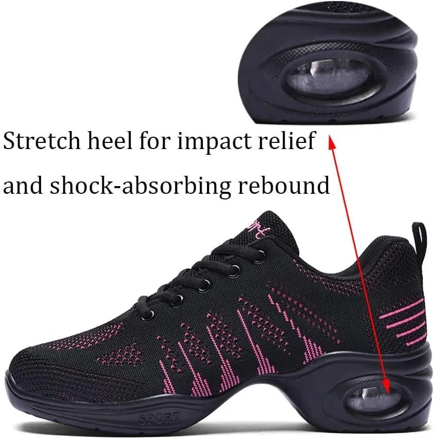 Women's Jazz Shoes Lace-up Sneakers Modern Dance Shoes Cushion Platform Walking Dance Shoes