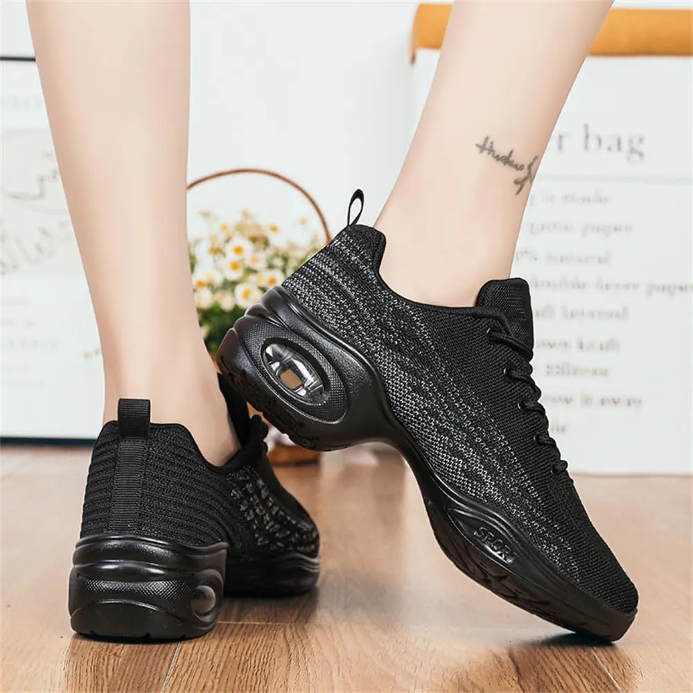 Women's Jazz Shoes Lace-up Sneakers Modern Dance Shoes Cushion Platform Walking Dance Shoes