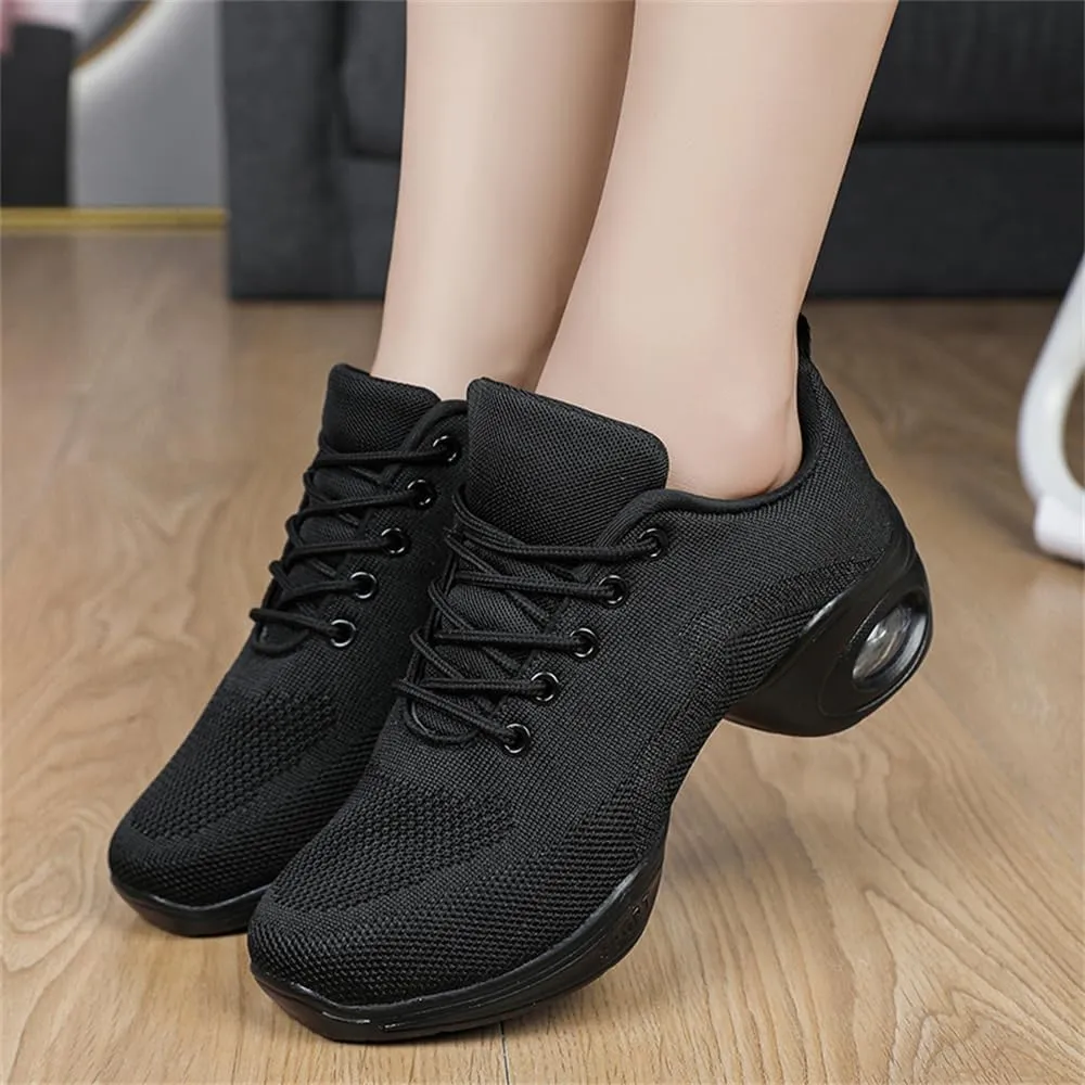 Women's Jazz Shoes Lace-up Sneakers Modern Dance Shoes Cushion Platform Walking Dance Shoes