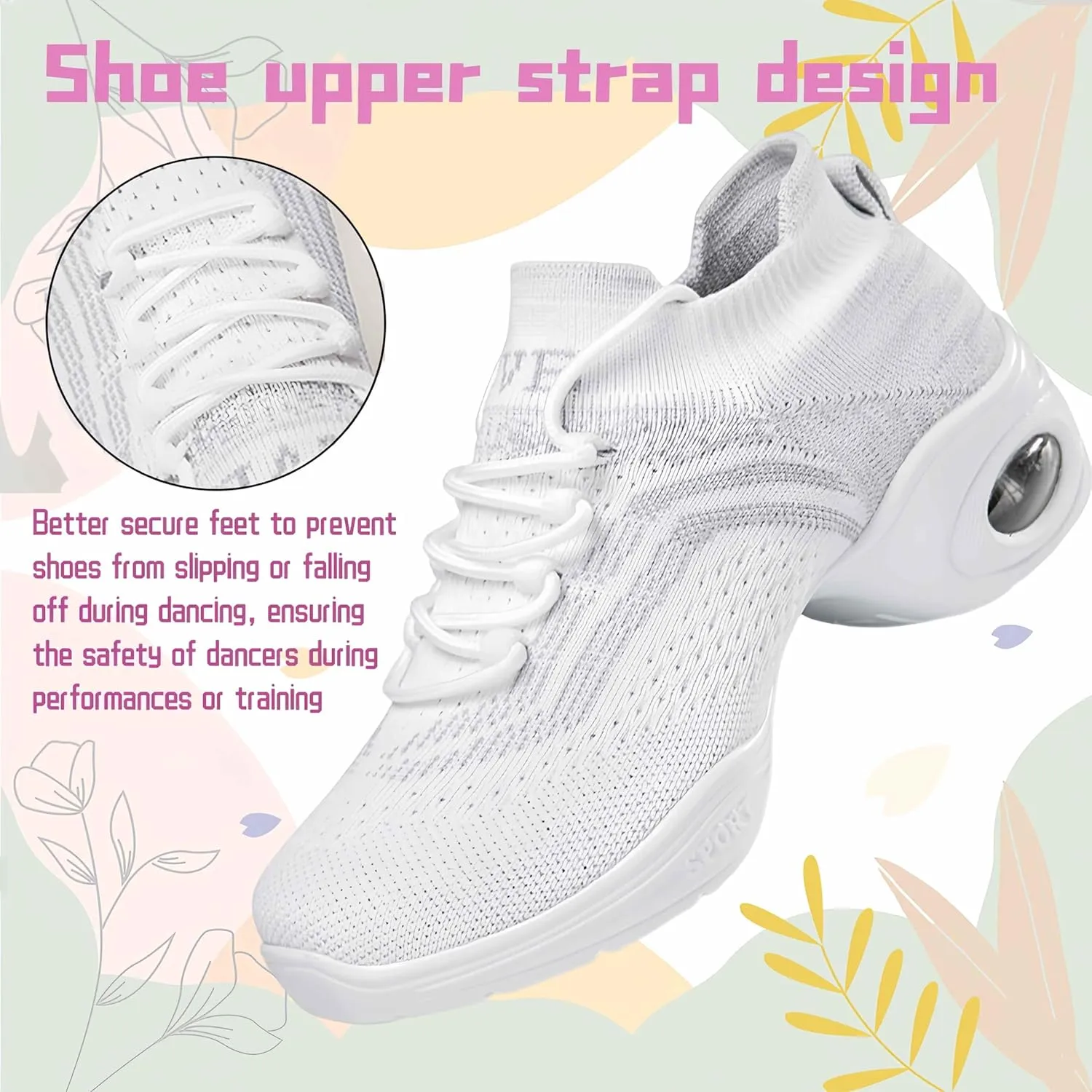 Women's Jazz Shoes Lace-up Sneakers Modern Dance Shoes Cushion Platform Walking Dance Shoes