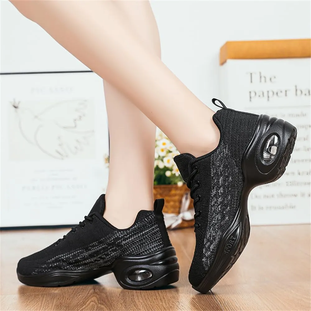 Women's Jazz Shoes Lace-up Sneakers Modern Dance Shoes Cushion Platform Walking Dance Shoes