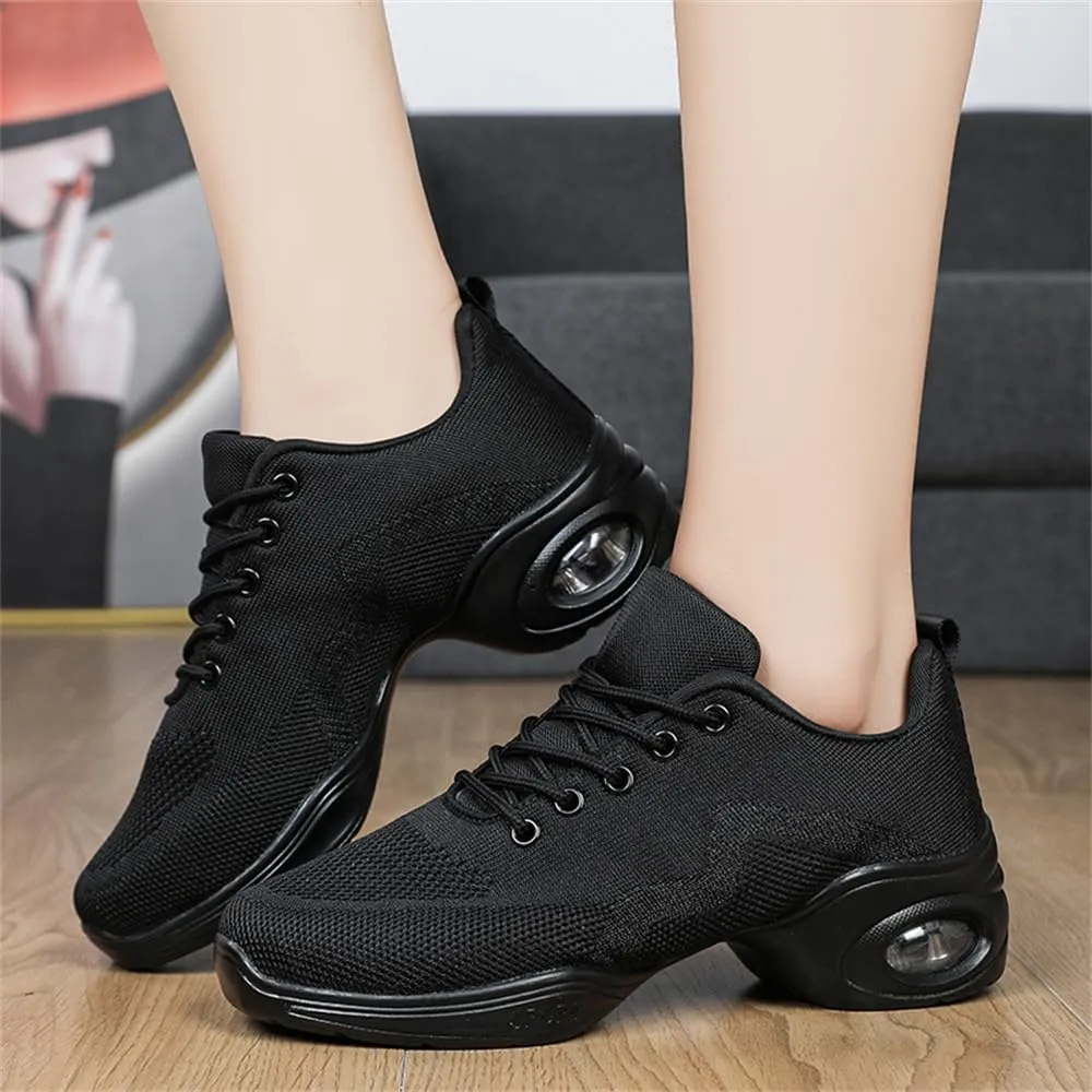 Women's Jazz Shoes Lace-up Sneakers Modern Dance Shoes Cushion Platform Walking Dance Shoes