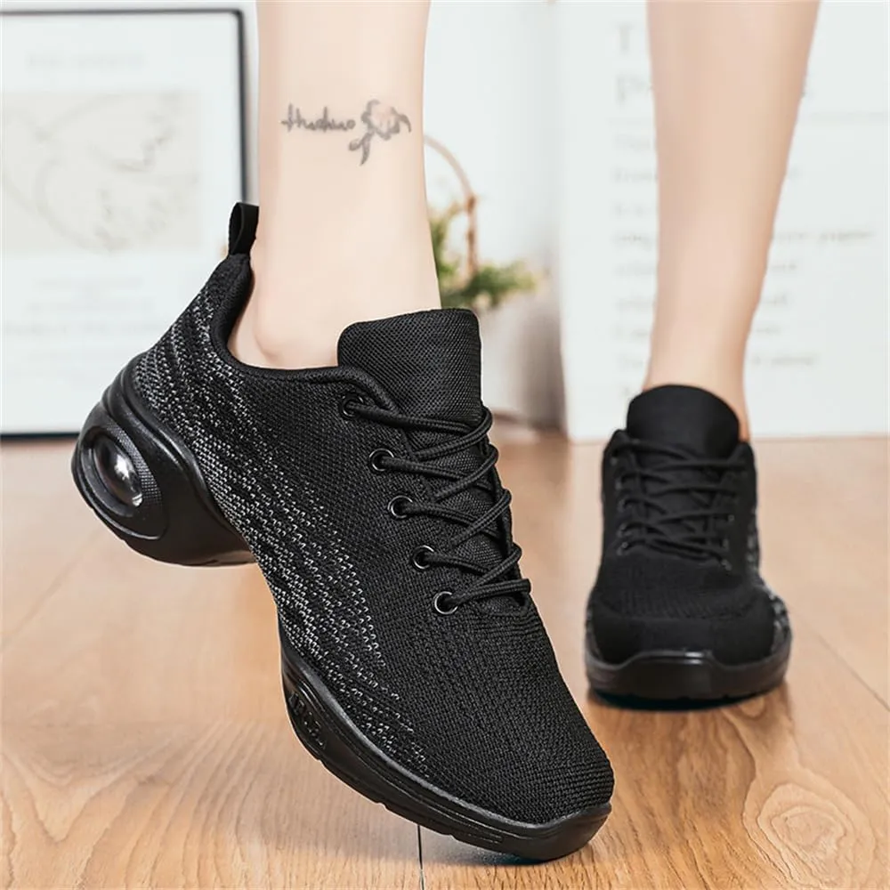 Women's Jazz Shoes Lace-up Sneakers Modern Dance Shoes Cushion Platform Walking Dance Shoes