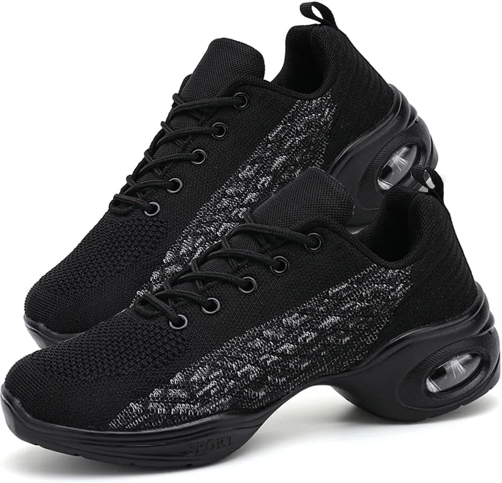 Women's Jazz Shoes Lace-up Sneakers Modern Dance Shoes Cushion Platform Walking Dance Shoes