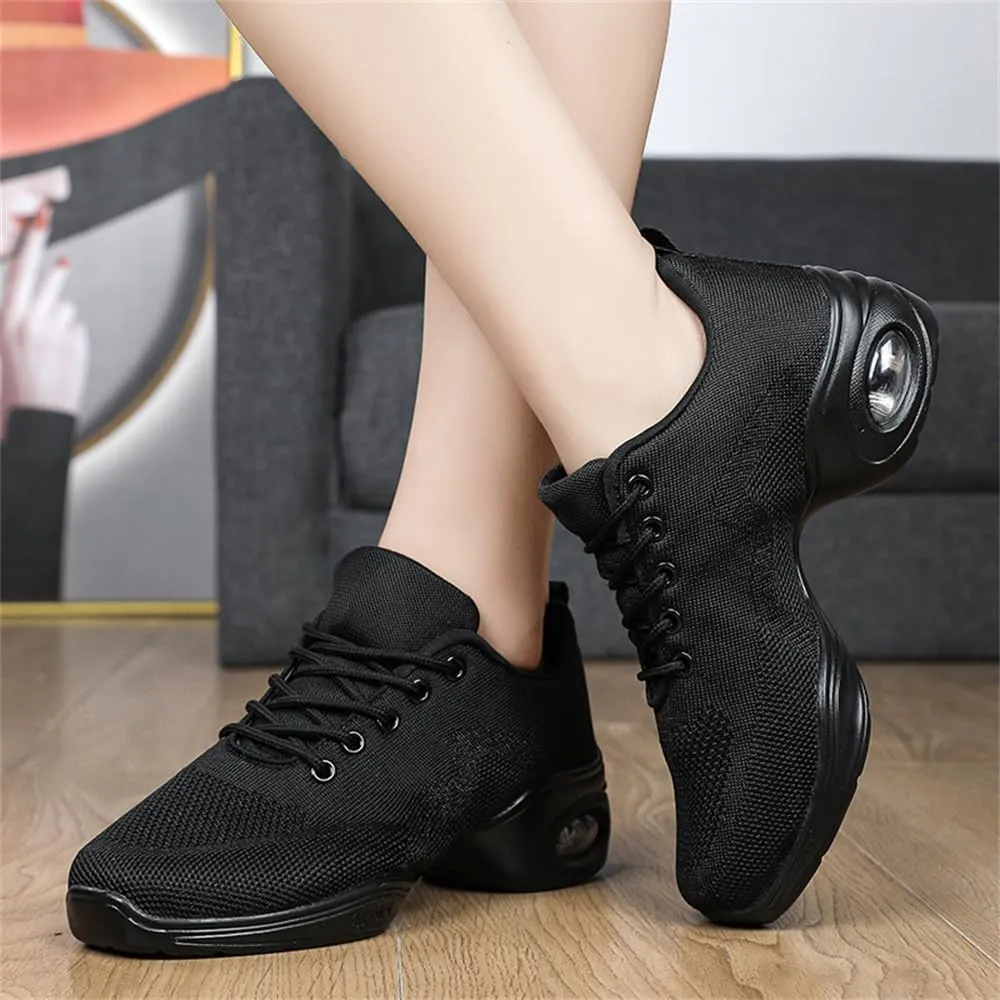 Women's Jazz Shoes Lace-up Sneakers Modern Dance Shoes Cushion Platform Walking Dance Shoes