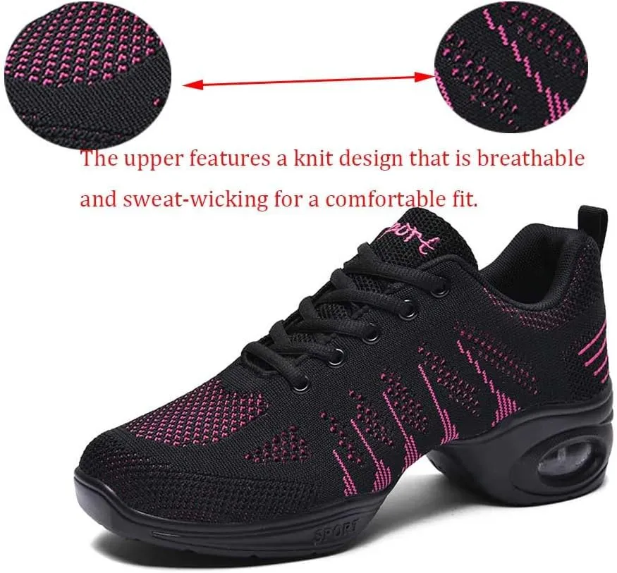 Women's Jazz Shoes Lace-up Sneakers Modern Dance Shoes Cushion Platform Walking Dance Shoes