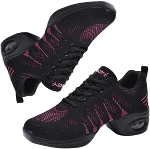 Women's Jazz Shoes Lace-up Sneakers Modern Dance Shoes Cushion Platform Walking Dance Shoes